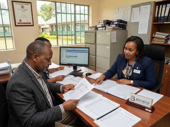 BENGIGGS advisor reviewing financial records with a public school bursar