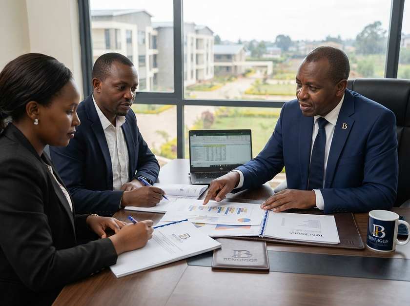 BENGIGGS team reviewing a school financial report on a laptop
